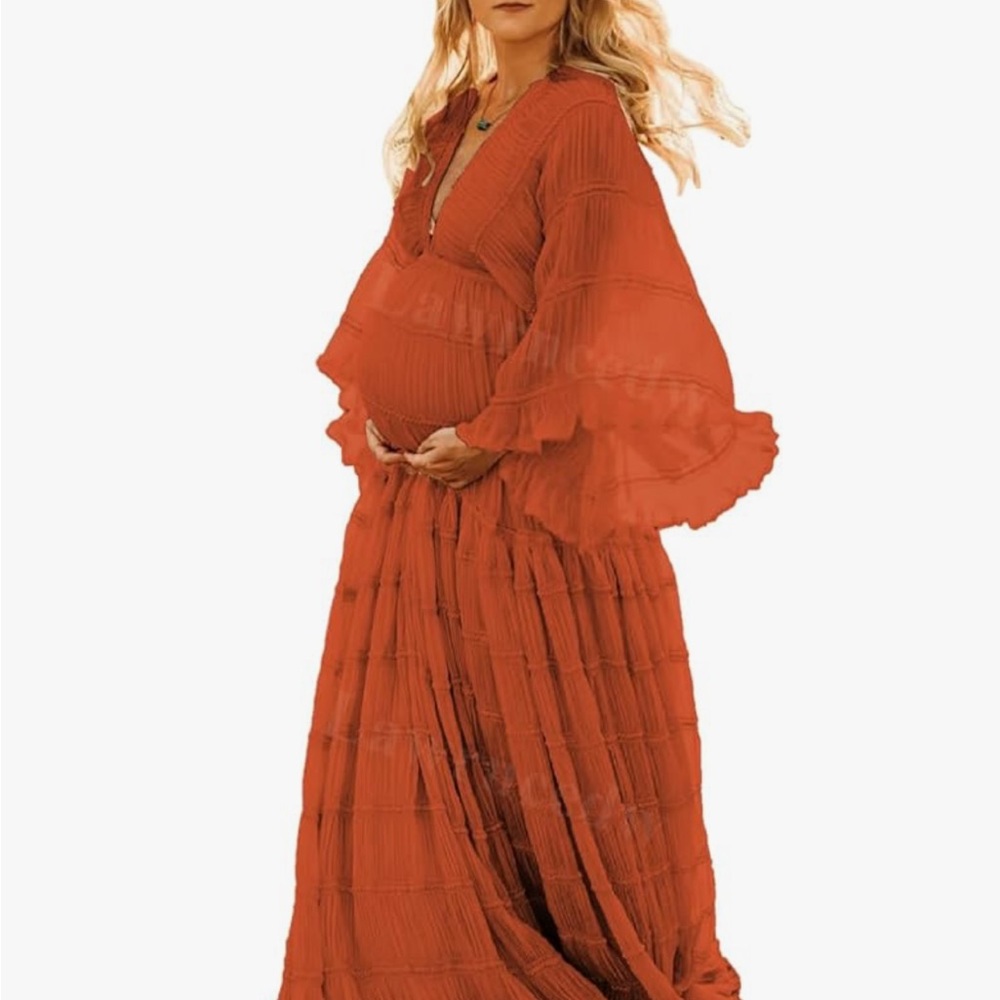 Elegant Rust Maxi Dress